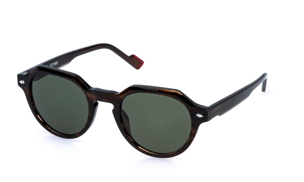 Occhiali da sole Sting SST571 (0GEQ) colore nero sfumato marrone/ocra striato lenti green