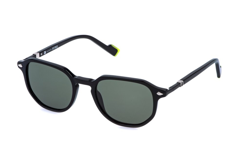 Occhiali da sole Sting SST601 (0700) colore nero lucido lenti green