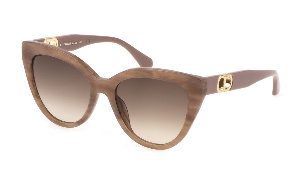Sonnenbrillen Twinset STW001 (06Z8) farbe rosa opalino - rosa marmorizzato gläser brown grad.
