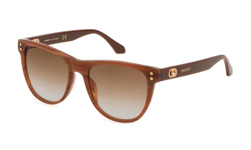 Sunglasses Twinset STW004 (098T) color marrone marmorizzato lenses brown grad.