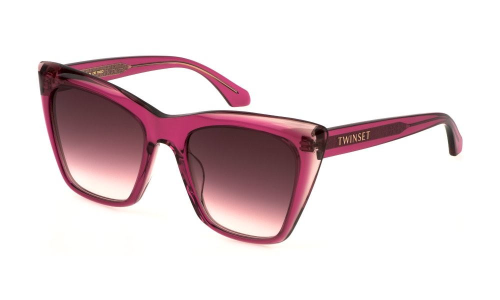 Sunglasses Twinset STW029 (0AEB) color top rosa trasp. - rosa cipria lenses violet gradient