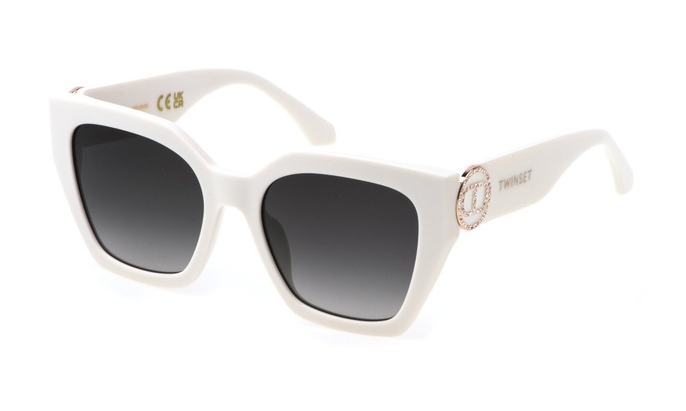 Sunglasses Twinset STW058S (03GF) color panna pieno lucido lenses smoke gradient smoke