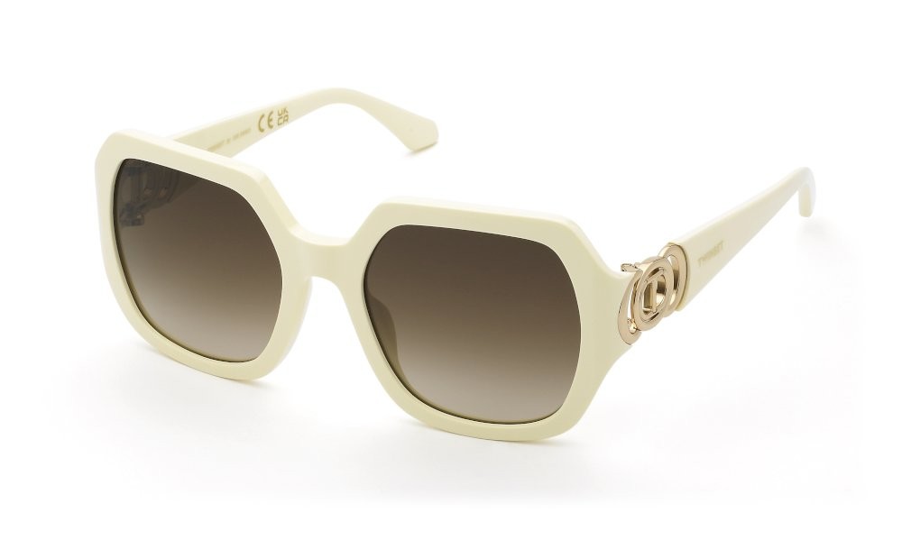 Sunglasses Twinset STW066 (09ZQ) color avorio pieno lucido lenses brown gradient brown