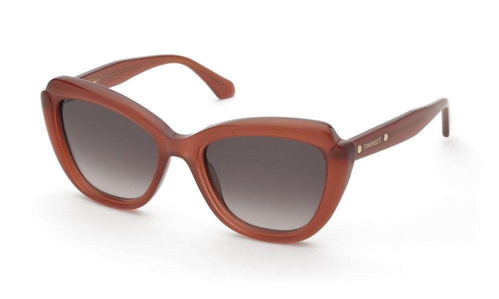 Sunglasses Twinset STW069 (09Y9) color rosso opalino lucido lenses brown gradient pink