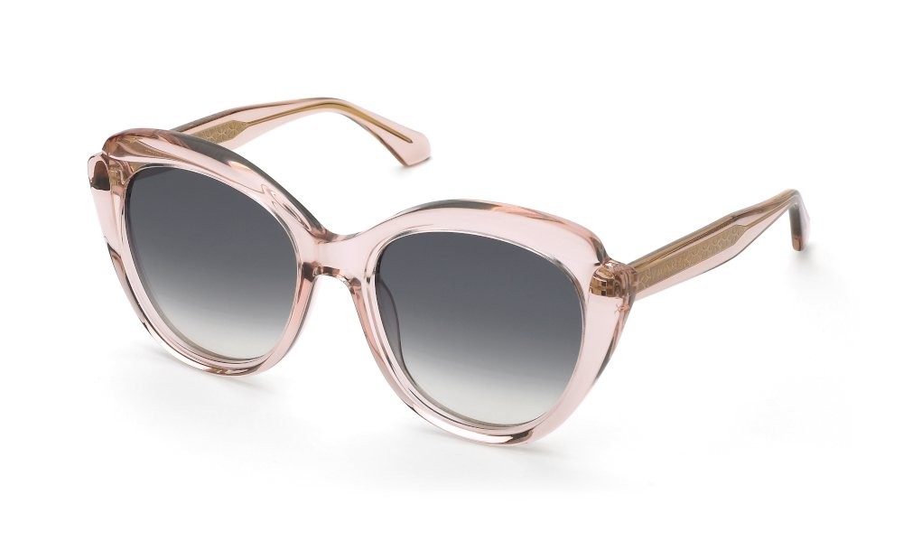 Occhiali da sole Twinset STW070V (0776) colore rosa trasparente lucido lenti smoke gradient smoke