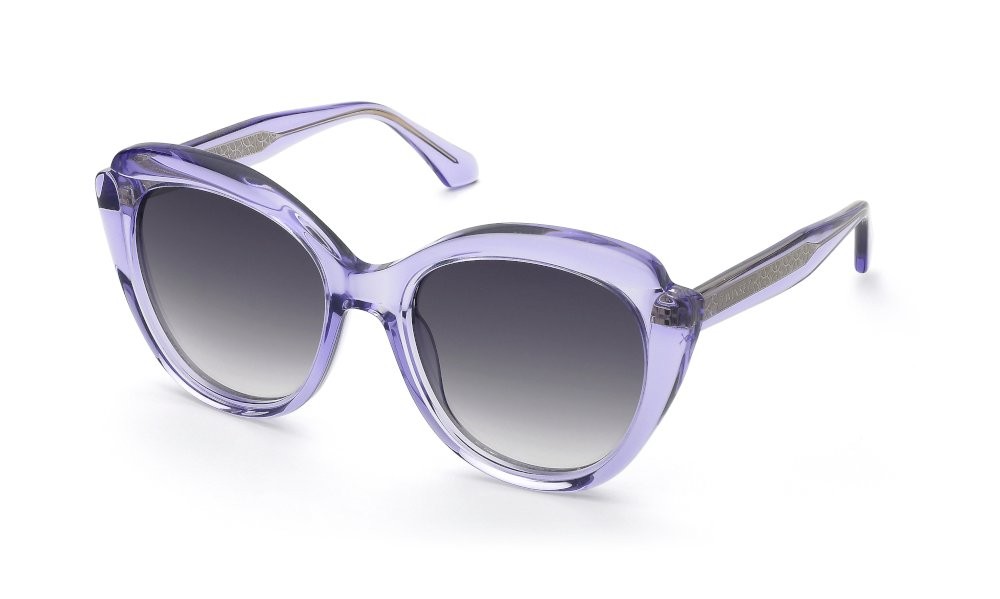 Sunglasses Twinset STW070V (09PX) color viola trasparente lucido lenses blue gradient