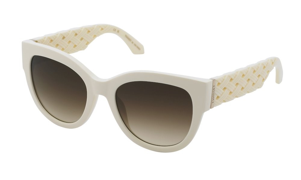 Occhiali da sole Twinset STW103 (09ZQ) colore avorio pieno lucido lenti brown gradient