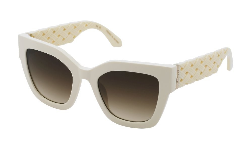 Occhiali da sole Twinset STW104 (09ZQ) colore avorio pieno lucido lenti brown gradient