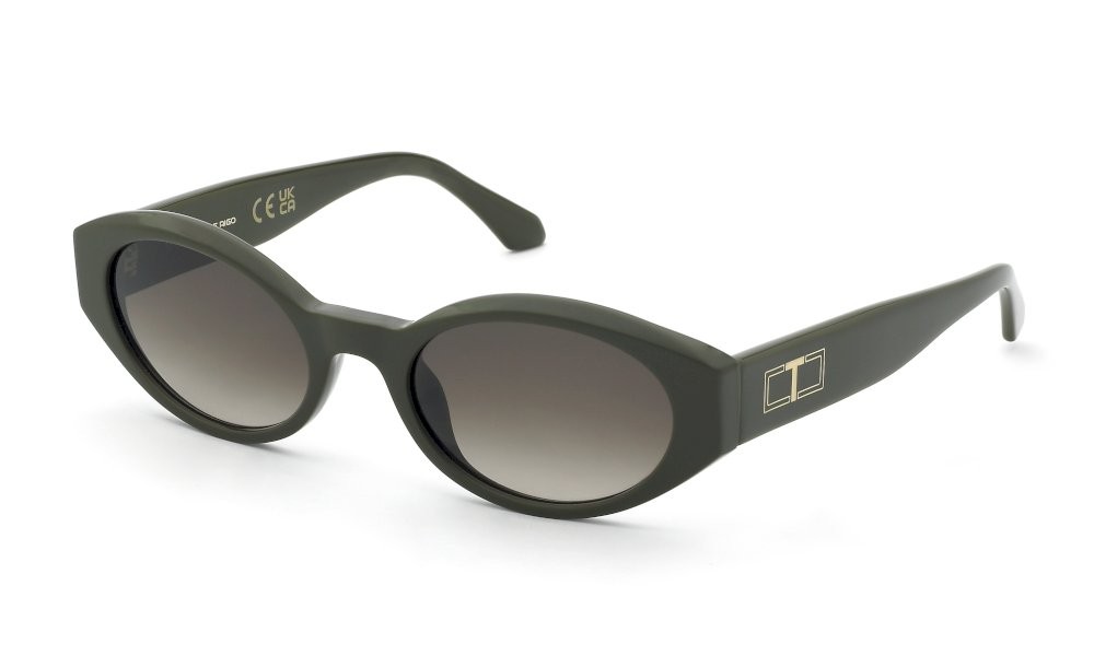 Sunglasses Twinset STW140 (073M) color verde oliva lucido lenses brown gradient pink