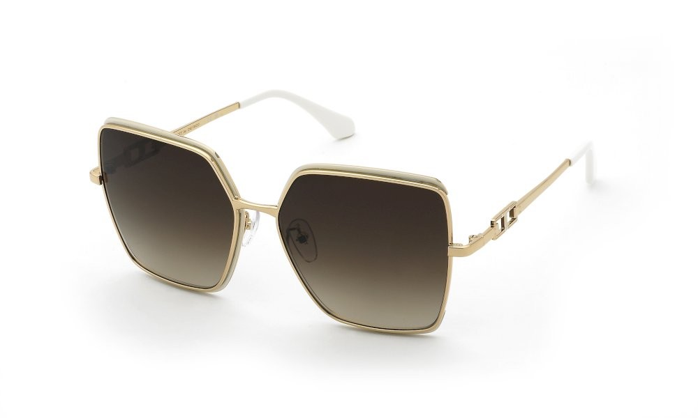 Sunglasses Twinset STW149 (0H32) color oro rose' c/parti avorio lucido lenses brown gradient brown