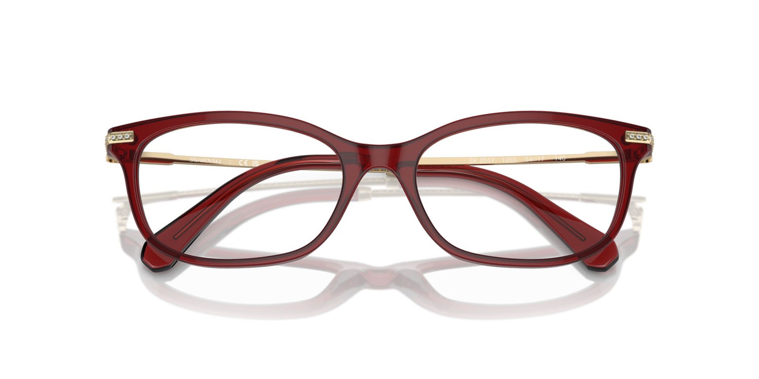 Eyeglasses Swarovski SK 2017 (1055) color borgogna trasparente shape rectangle lenses lente demo