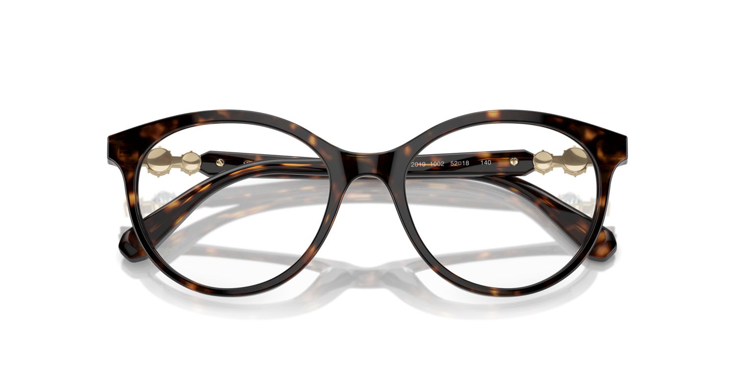 Eyeglasses Swarovski SK 2019 (1002) color havana scuro shape round lenses lente demo