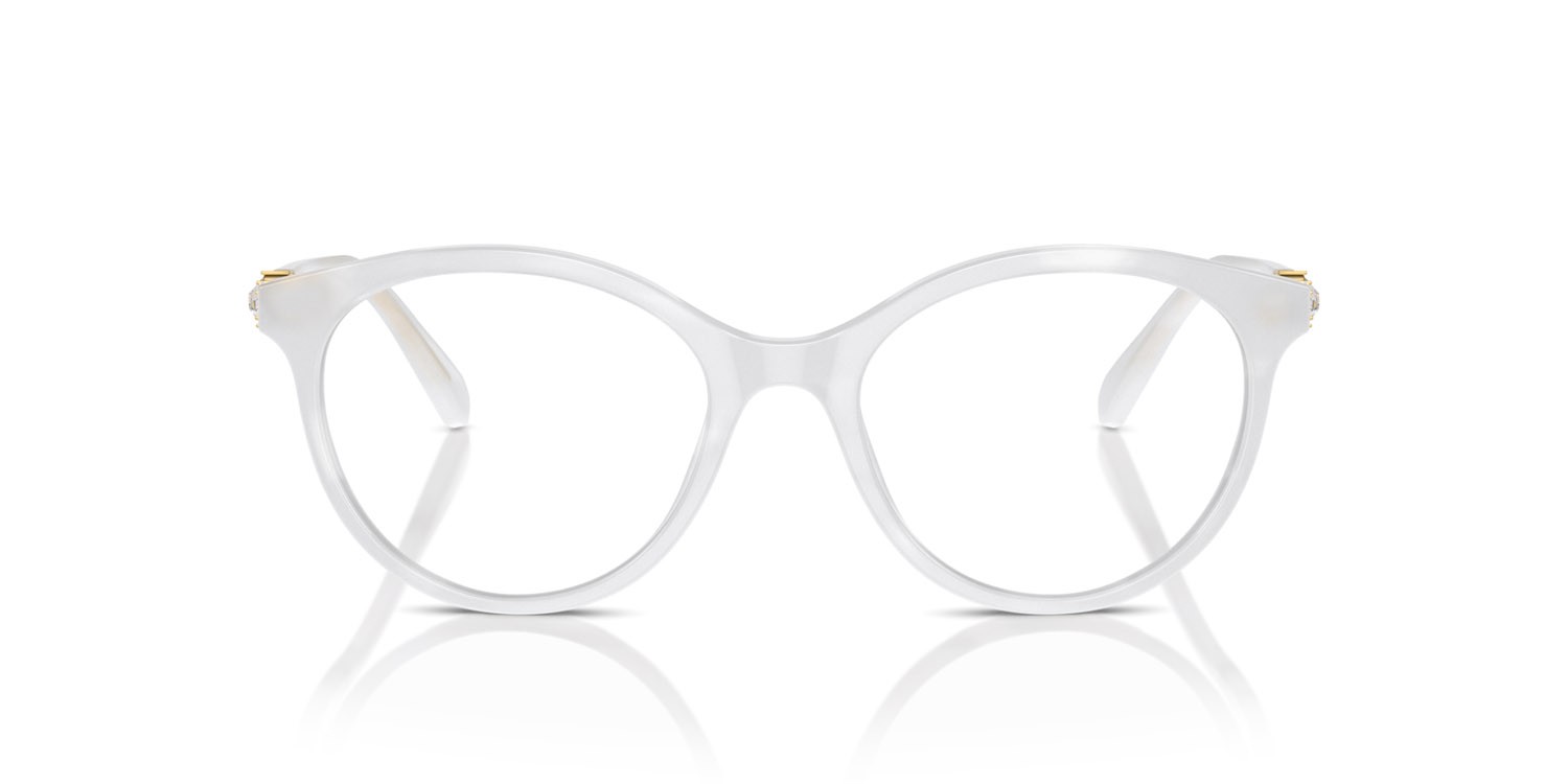 Eyeglasses Swarovski SK 2019 (1042) color bianco opalino shape round lenses lente demo