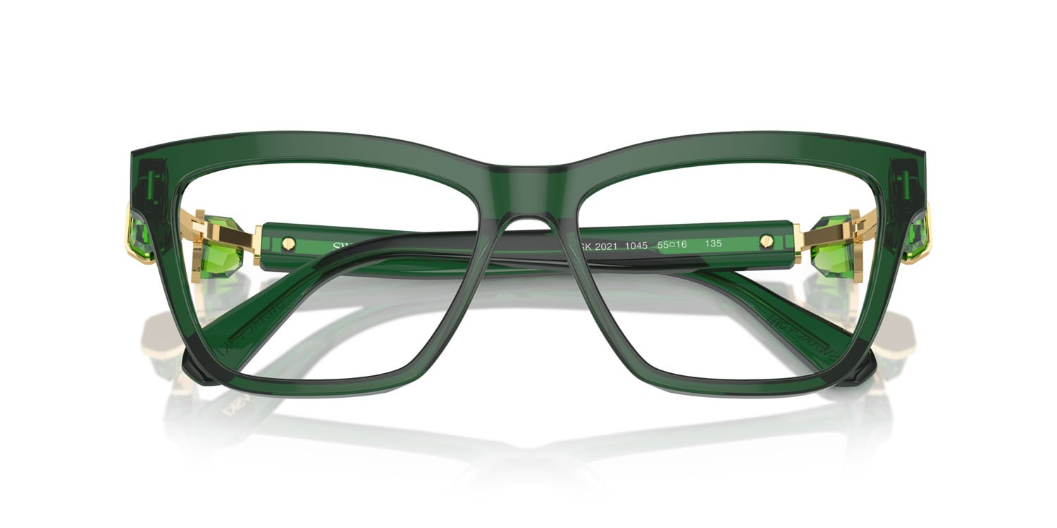 Eyeglasses Swarovski SK 2021 (1045) color verde trasparente shape square lenses lente demo