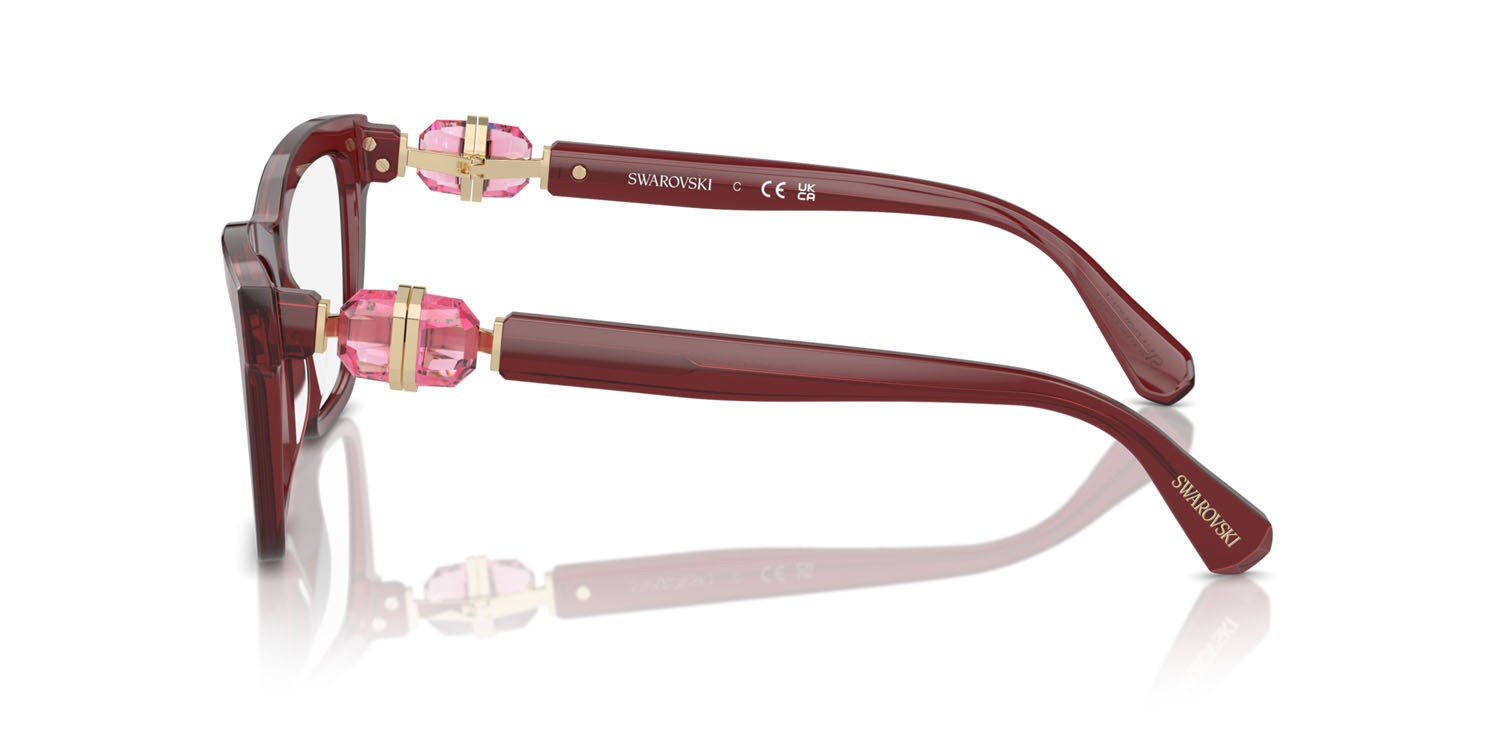 Eyeglasses Swarovski SK 2021 (1055) color borgogna trasparente shape square lenses lente demo