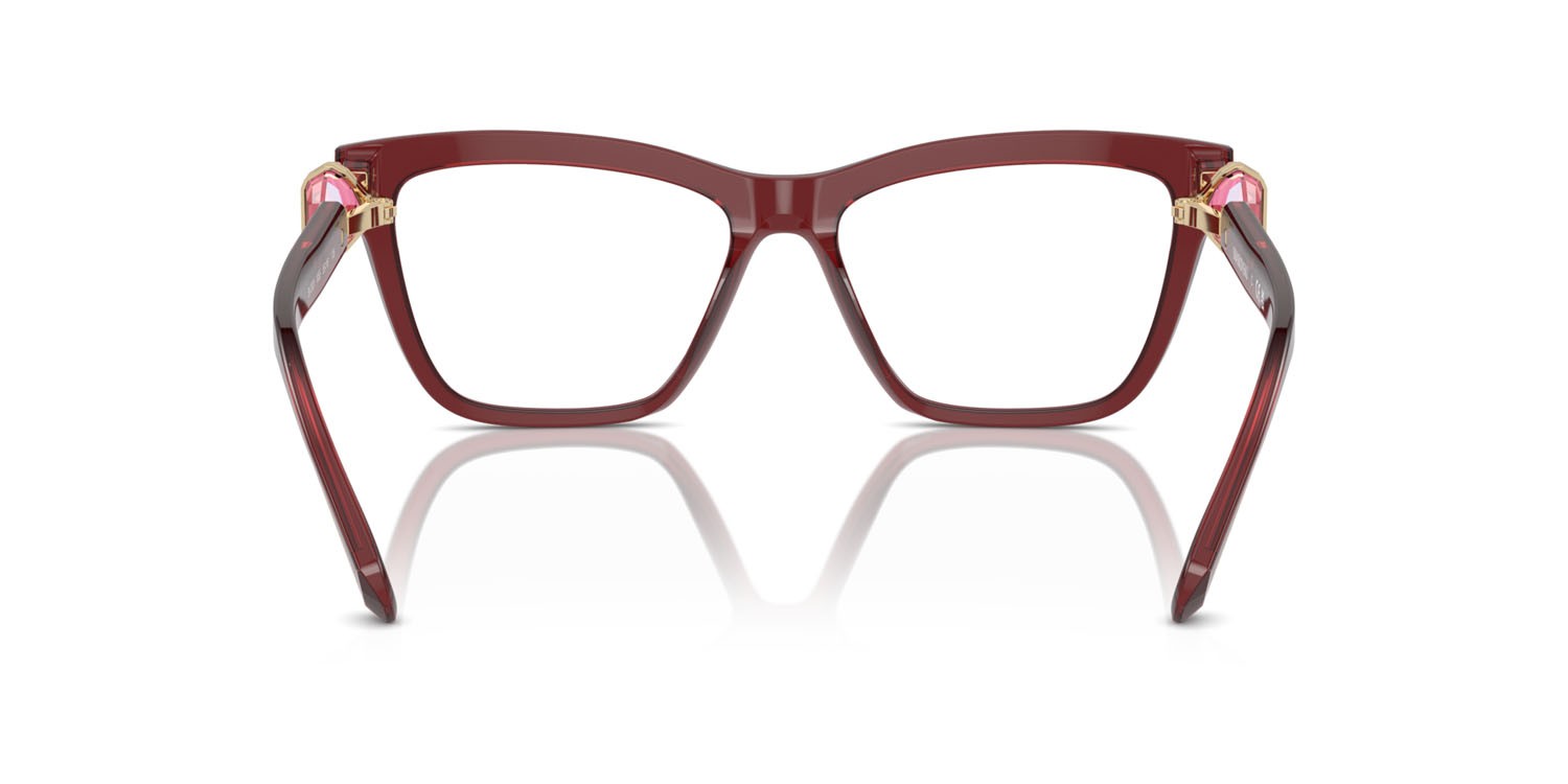 Eyeglasses Swarovski SK 2021 (1055) color borgogna trasparente shape square lenses lente demo