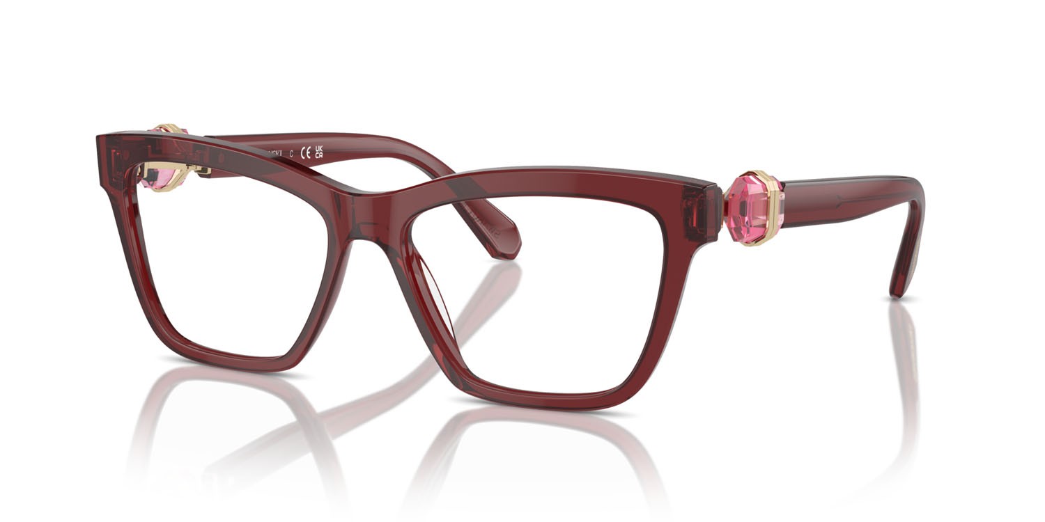 Eyeglasses Swarovski SK 2021 (1055) color borgogna trasparente shape square lenses lente demo