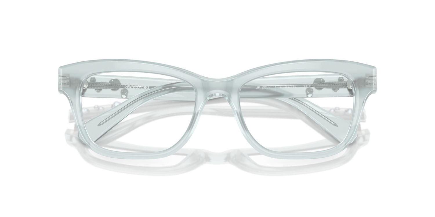Occhiali da vista Swarovski SK 2022 (1024) colore celeste opalino forma quadrato lenti lente demo