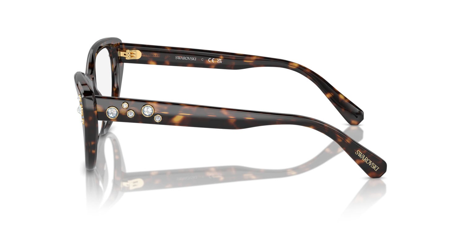 Eyeglasses Swarovski SK 2023 (1002) color havana scuro shape cat eye lenses lente demo