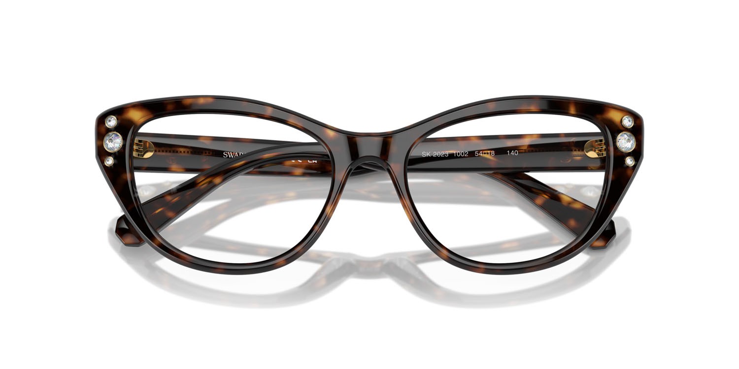Eyeglasses Swarovski SK 2023 (1002) color havana scuro shape cat eye lenses lente demo