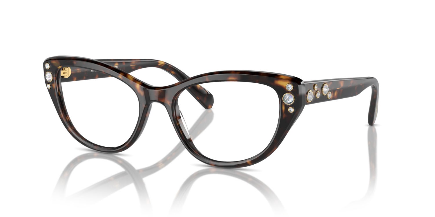 Eyeglasses Swarovski SK 2023 (1002) color havana scuro shape cat eye lenses lente demo