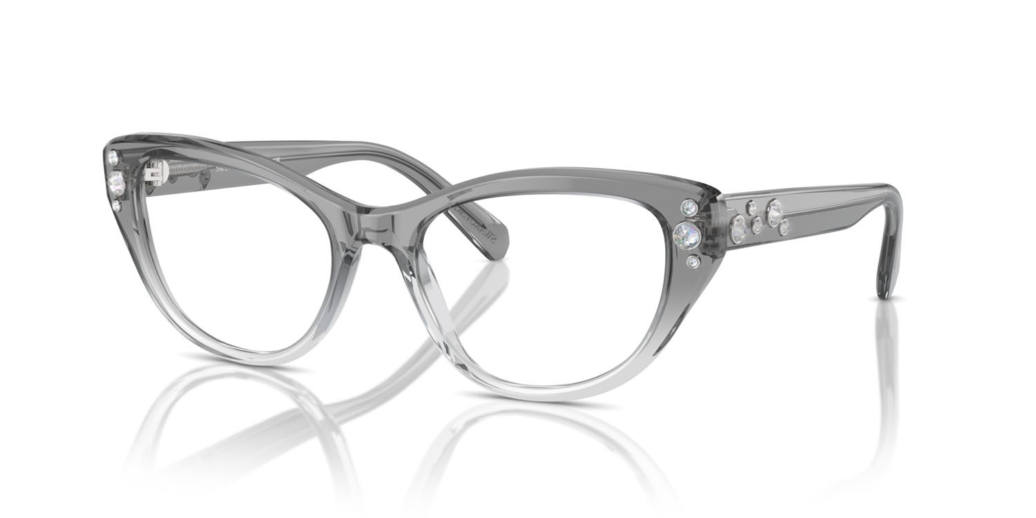 Eyeglasses Swarovski SK 2023 (1046) color grey gradient clear shape cat eye lenses lente demo