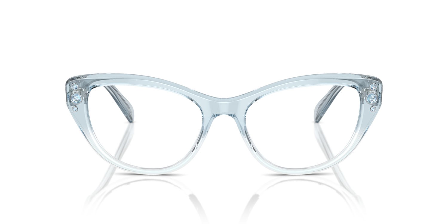 Eyeglasses Swarovski SK 2023 (1047) color light blue gradient clear shape cat eye lenses lente demo