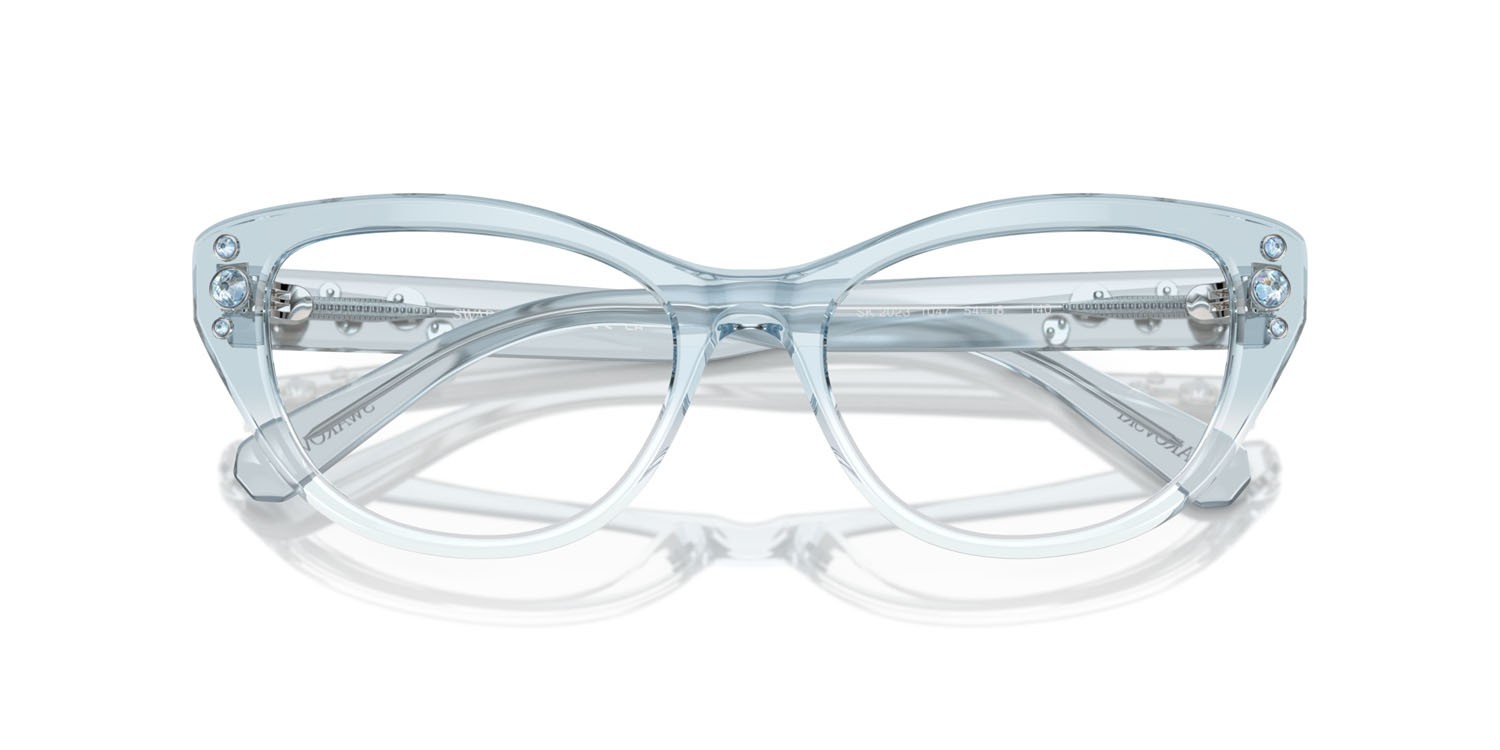 Eyeglasses Swarovski SK 2023 (1047) color light blue gradient clear shape cat eye lenses lente demo