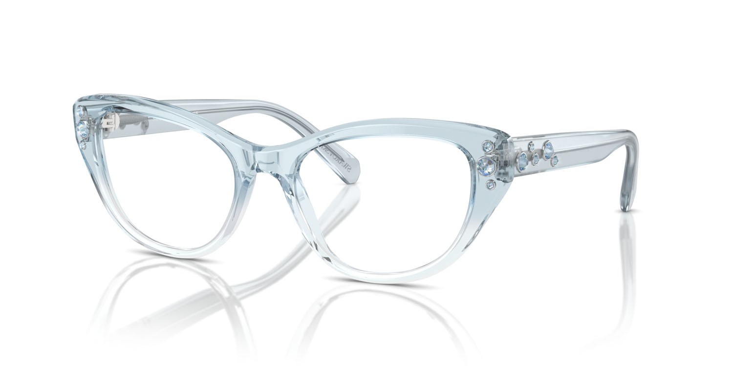 Eyeglasses Swarovski SK 2023 (1047) color light blue gradient clear shape cat eye lenses lente demo