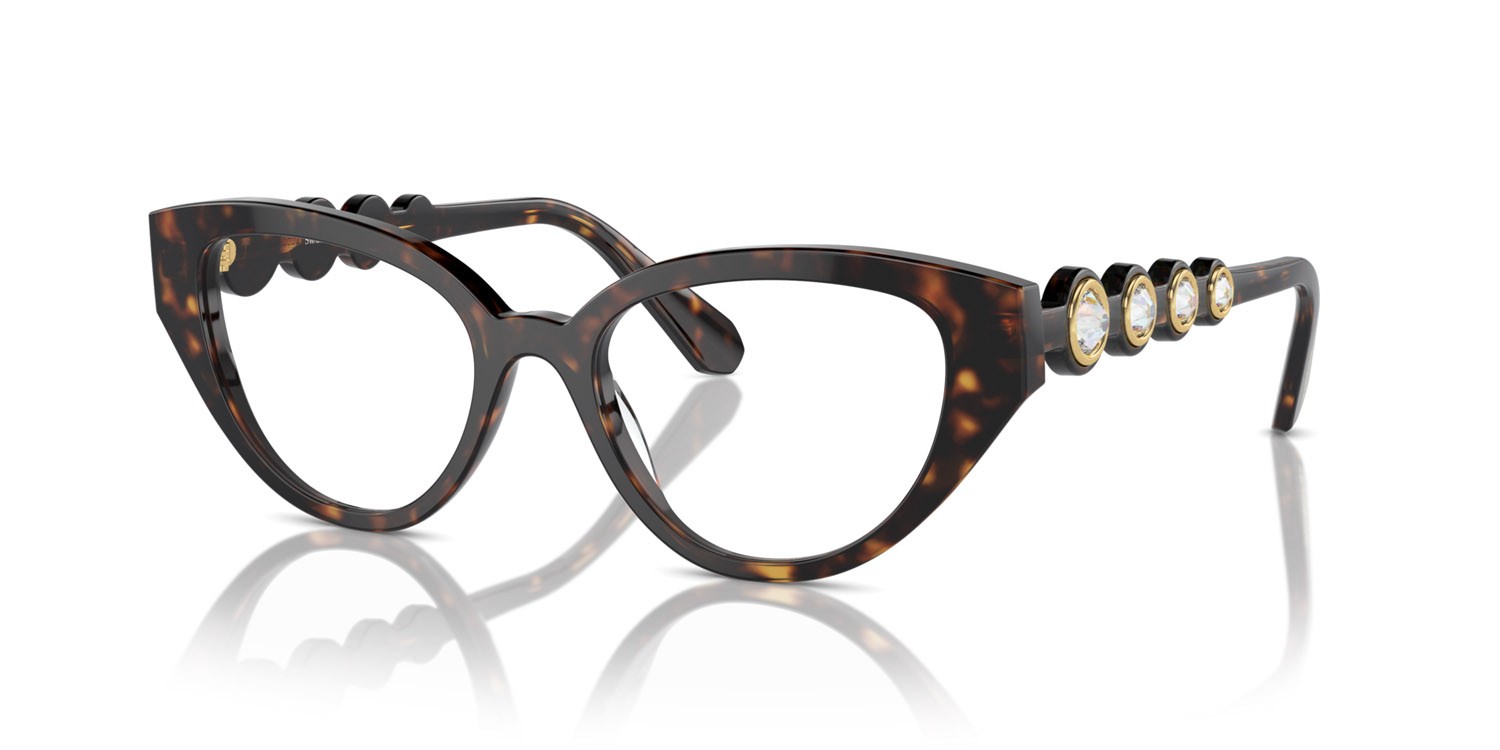 Eyeglasses Swarovski SK 2024 (1002) color havana scuro shape irregular lenses lente demo