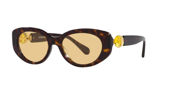 Sonnenbrillen Swarovski SK 6002 (1002/8) farbe havana scuro form oval gläser giallo chiaro