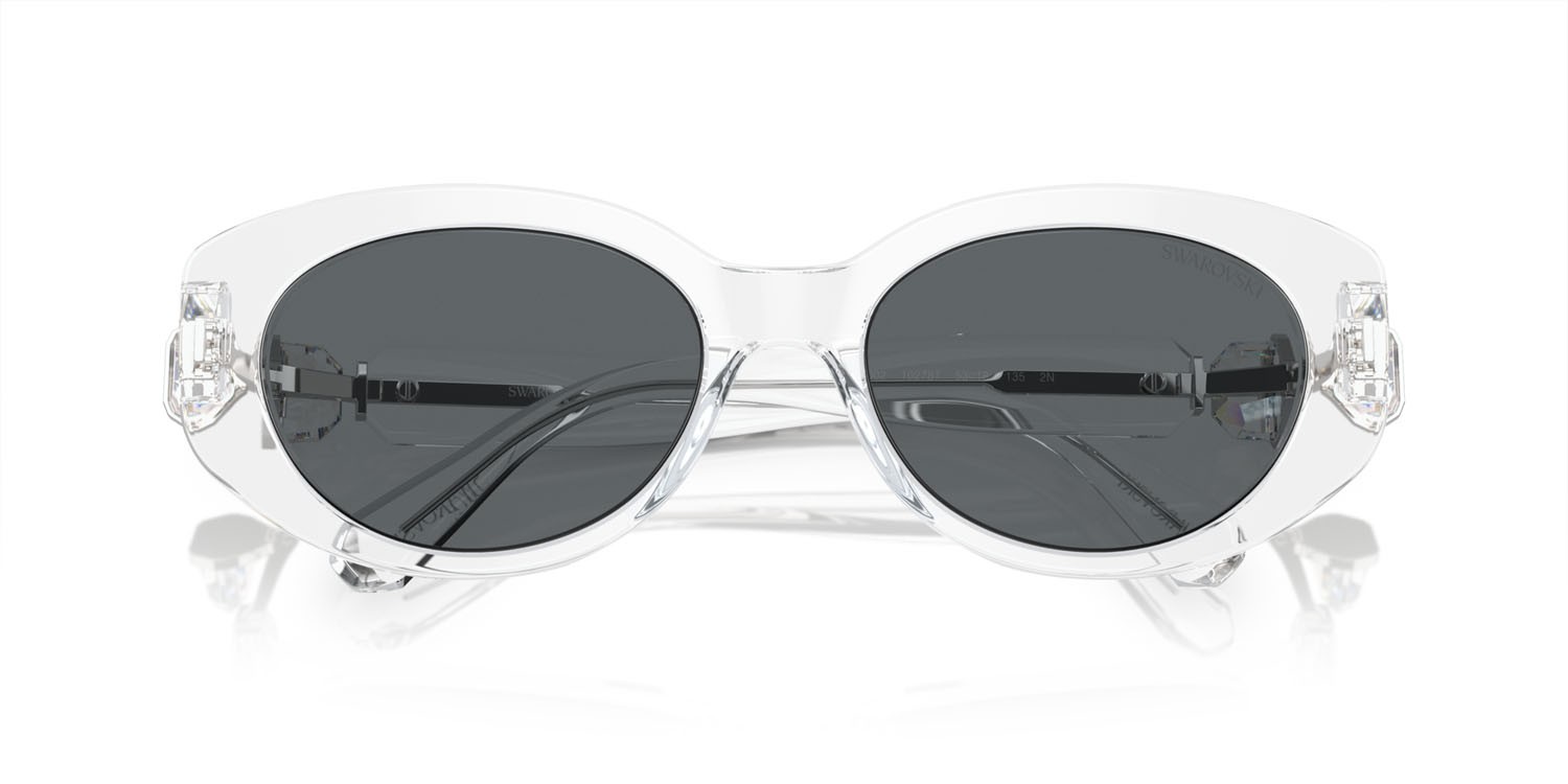 Sonnenbrillen Swarovski SK 6002 (102787) farbe crystal trasparente form oval gläser grigio scuro