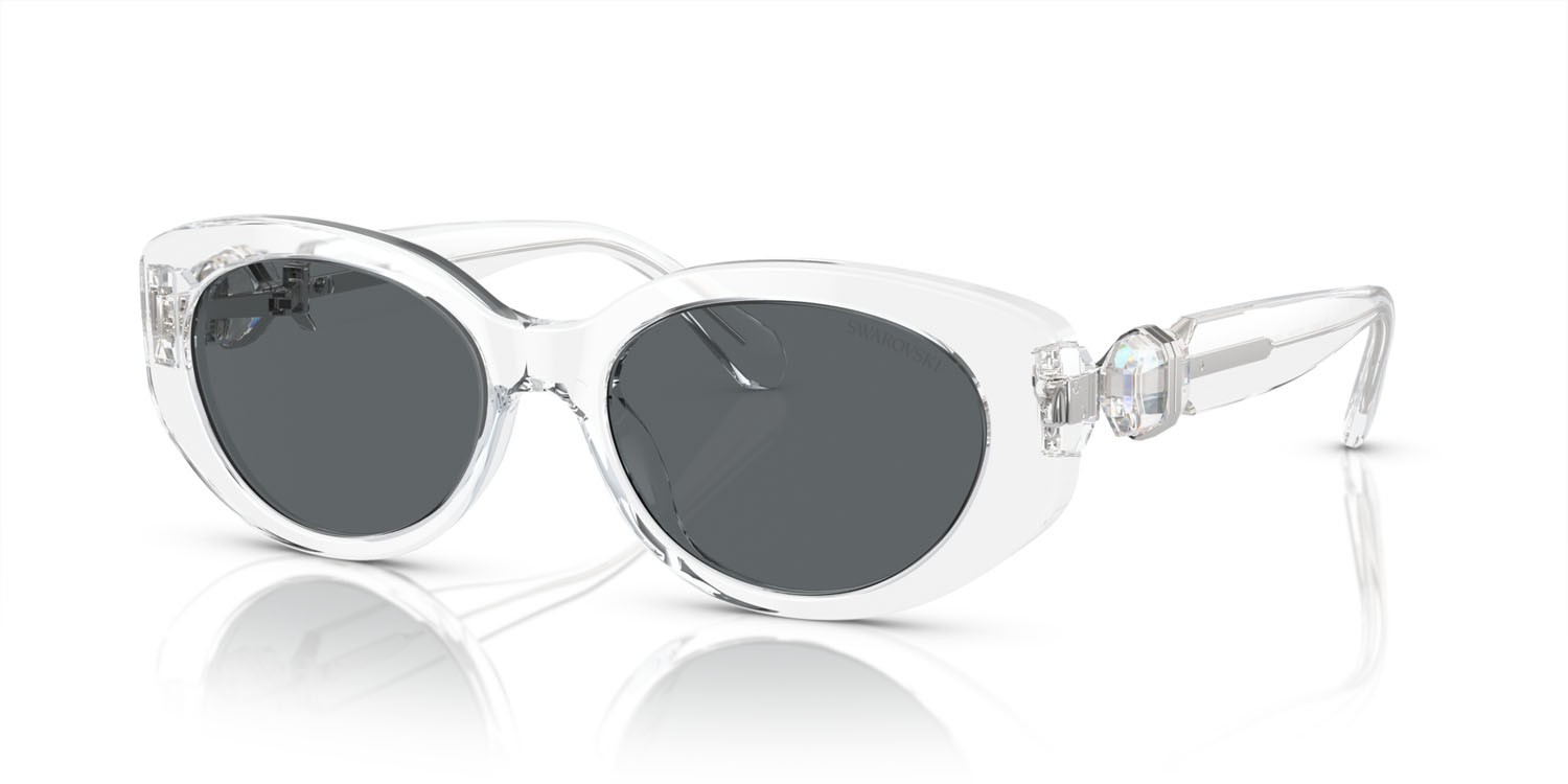 Sonnenbrillen Swarovski SK 6002 (102787) farbe crystal trasparente form oval gläser grigio scuro