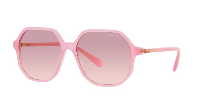 Sunglasses Swarovski SK 6003 (200168) color rosa opalino shape irregular lenses marrone sfumato violetto