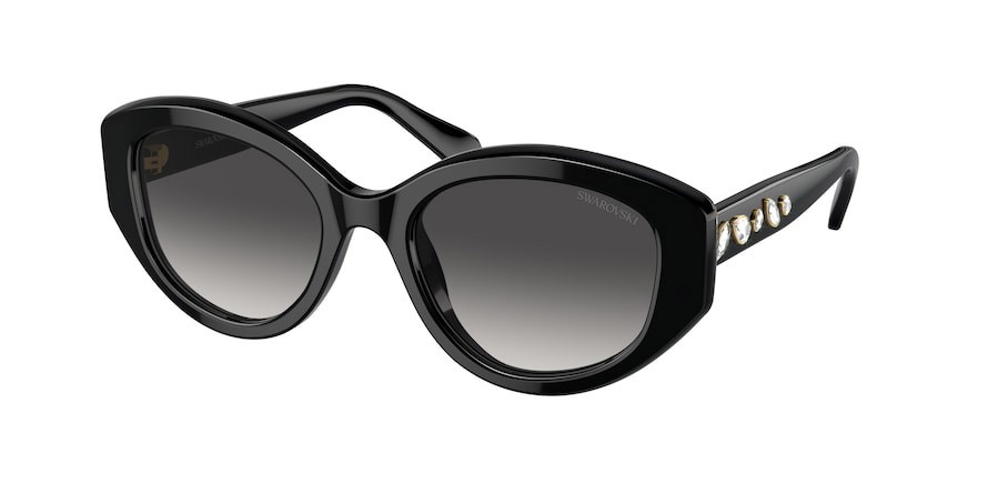 Sunglasses Swarovski SK 6005 (10018G) color nero shape irregular lenses sfumato grigio