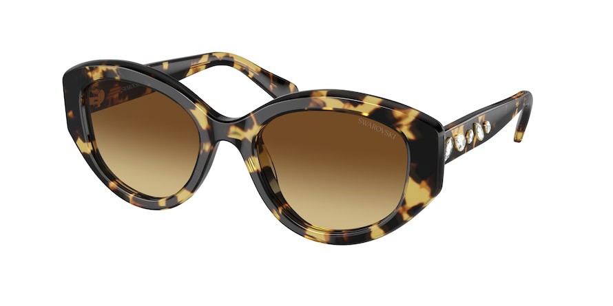 Sunglasses Swarovski SK 6005 (100913) color havana medio shape irregular lenses marrone sfumato