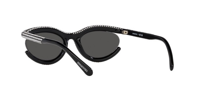 Sunglasses Swarovski SK 6006 (100187) color nero shape oval lenses grigio scuro