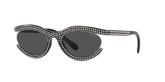 Sunglasses Swarovski SK 6006 (100187) color nero shape oval lenses grigio scuro