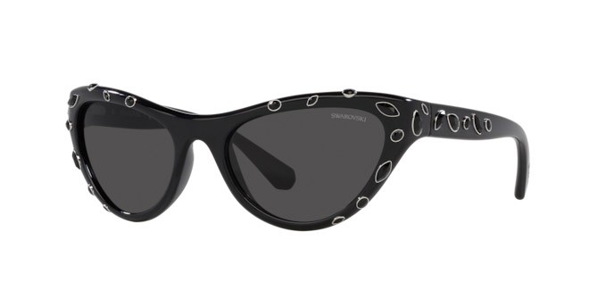 Occhiali da sole Swarovski SK 6007 (100187) colore nero forma cat eye lenti grigio scuro