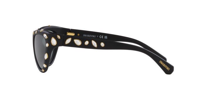 Occhiali da sole Swarovski SK 6007 (1020/1) colore nero opaco forma cat eye lenti grigio scuro