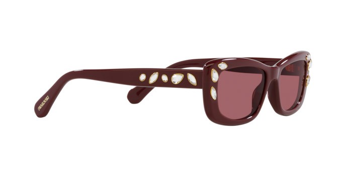 Occhiali da sole Swarovski SK 6008 (100869) colore vinaccia forma quadrato lenti verde