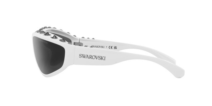 Sunglasses Swarovski SK 6009 (102987) color bianco shape irregular lenses grigio scuro