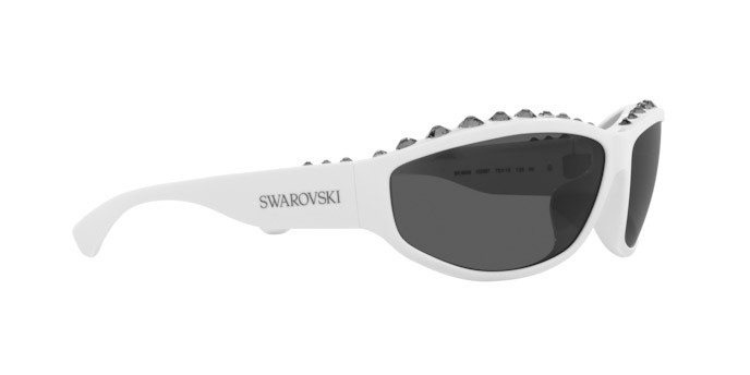 Sunglasses Swarovski SK 6009 (102987) color bianco shape irregular lenses grigio scuro