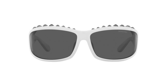 Sunglasses Swarovski SK 6009 (102987) color bianco shape irregular lenses grigio scuro