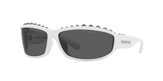 Sunglasses Swarovski SK 6009 (102987) color bianco shape irregular lenses grigio scuro