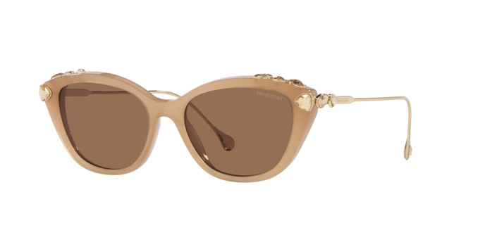 Sunglasses Swarovski SK 6010 (2002OK) color beige opalino shape cat eye lenses bronzo