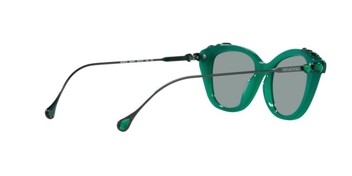 Sunglasses Swarovski SK 6010 (2003/1) color verde opale shape cat eye lenses grigio scuro