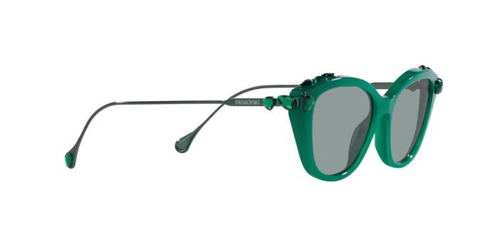 Sunglasses Swarovski SK 6010 (2003/1) color verde opale shape cat eye lenses grigio scuro