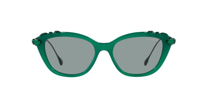 Sunglasses Swarovski SK 6010 (2003/1) color verde opale shape cat eye lenses grigio scuro