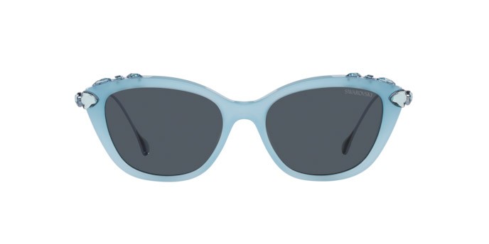 Sonnenbrillen Swarovski SK 6010 (200487) farbe celeste opalino form cat-eye gläser grigio scuro